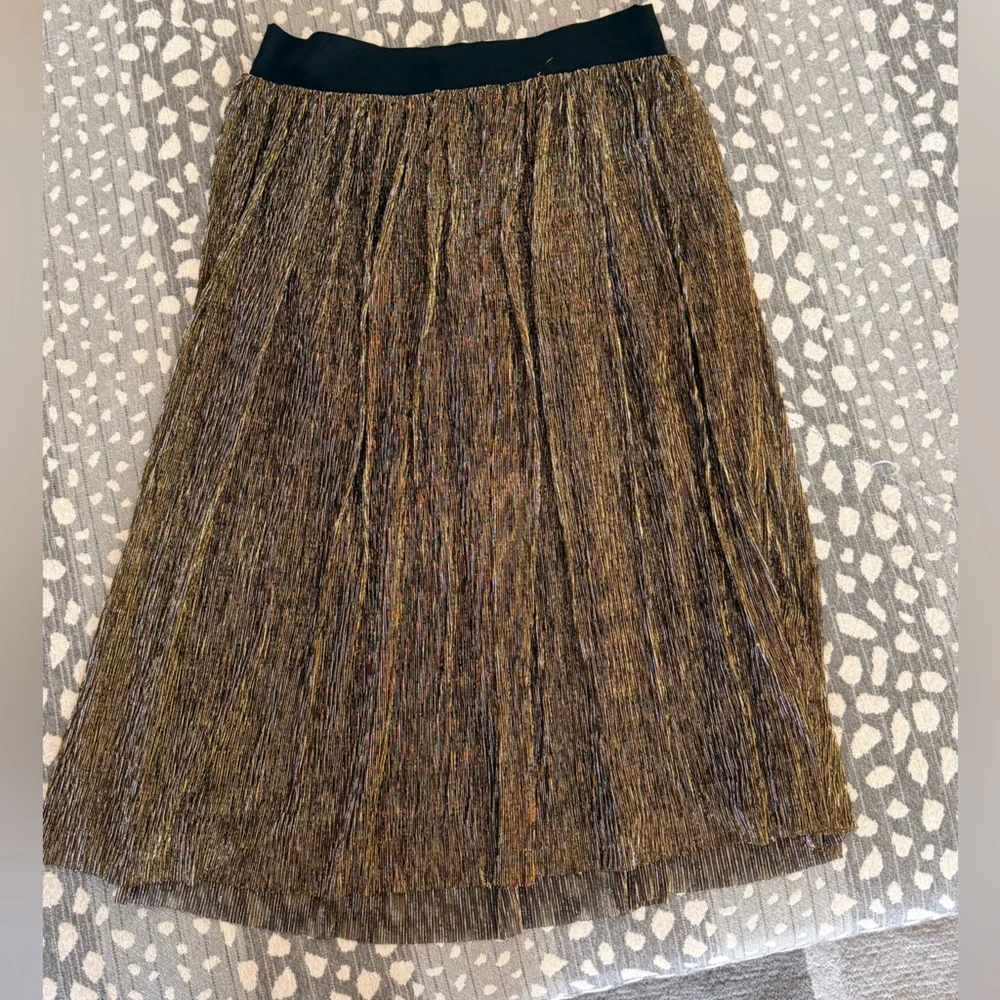 Xhilaration Metallic Gold A-Line Skirt Midi - Picture 5 of 5